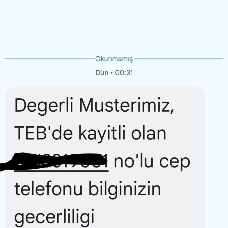 TEB Bankası İle İlgim Yok Tel Nom Kullanılmış