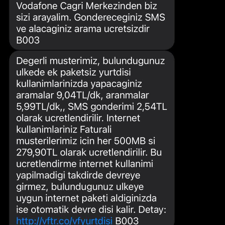 Vodafone Yurt Dışı Kullanım Kazıklan
