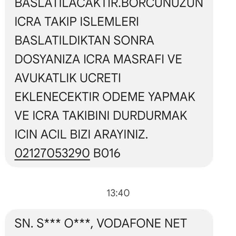 İ**** D**** Hukuk Bürosundan Vodafone.net İlgili Sürekli Gelen Mesaj