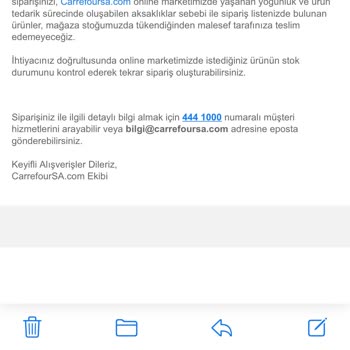 Carrefour SA Ürünleri İptal Ediyor.