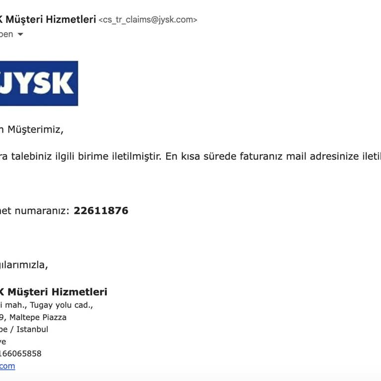 Jysk Ürünüm Teslim Etmesine Rağmen Faturamı Göndermiyor