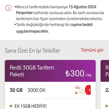 Vodafone Yüksek Paket Ve Fiyatta Diretiyor
