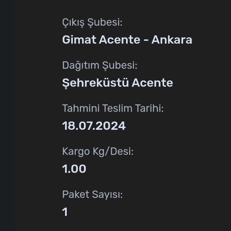 Sürat Kargo Kargo Belirtilen Tarihte Elime Ulaşmadı.