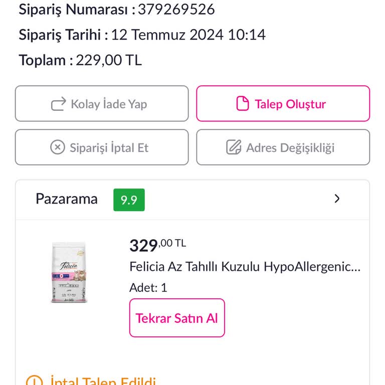 Pazarama Kedi Maması Siparişinde Yaşanan Gecikme Ve Müşteri Hizmetleri Sorunu