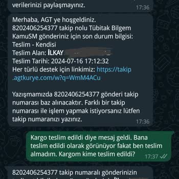 AGT Kurye (aynigunteslim.com) Malı Mührün Tarafıma Teslimatının Gerçekleştiği Yazıyor Ama Yalan!