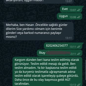 AGT Kurye (aynigunteslim.com) Malı Mührün Tarafıma Teslimatının Gerçekleştiği Yazıyor Ama Yalan!