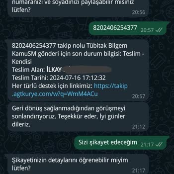 AGT Kurye (aynigunteslim.com) Malı Mührün Tarafıma Teslimatının Gerçekleştiği Yazıyor Ama Yalan!