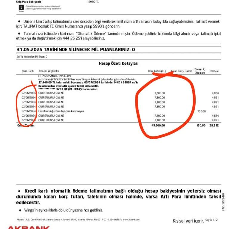Akbank Kredi Kartı Harcama İtirazı