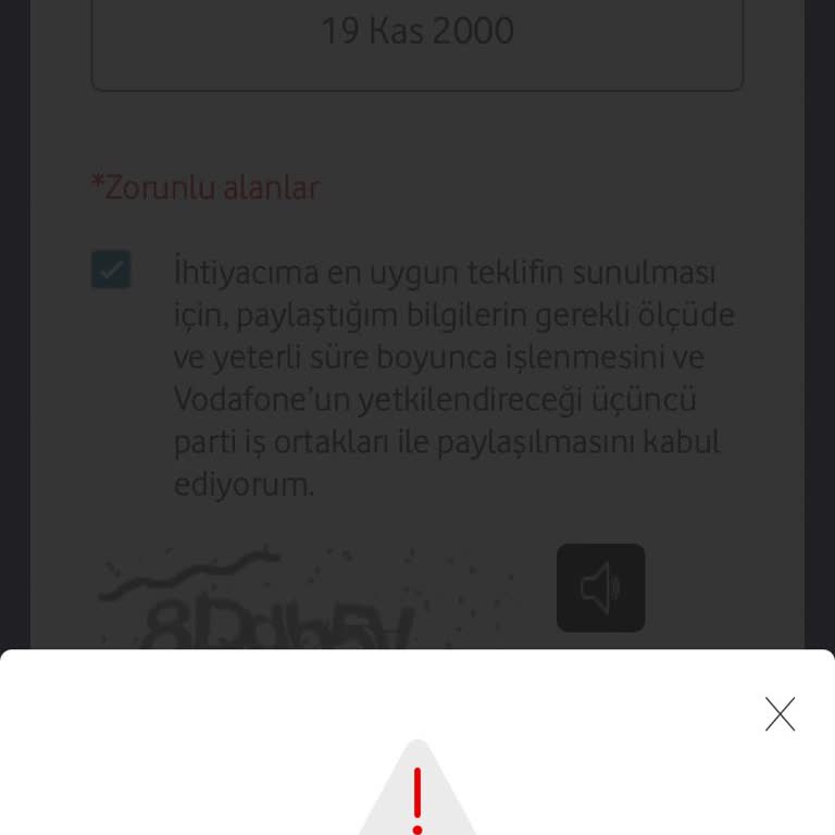 Vodafone FreeZone Kullanıcı Tanımlama Beklenmedik Hata Oluştu