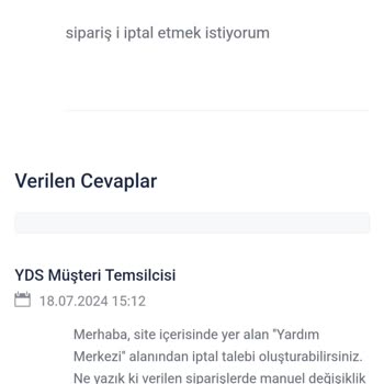 YDS Boots Ürün İptali Gerçekleştirilemiyor