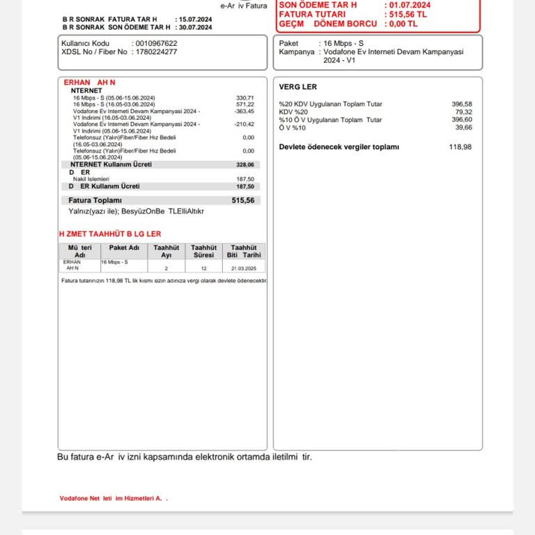 Acil Çözüm Vodafone Net Evde İnternet Haksız Yere Kesilen Faturalar