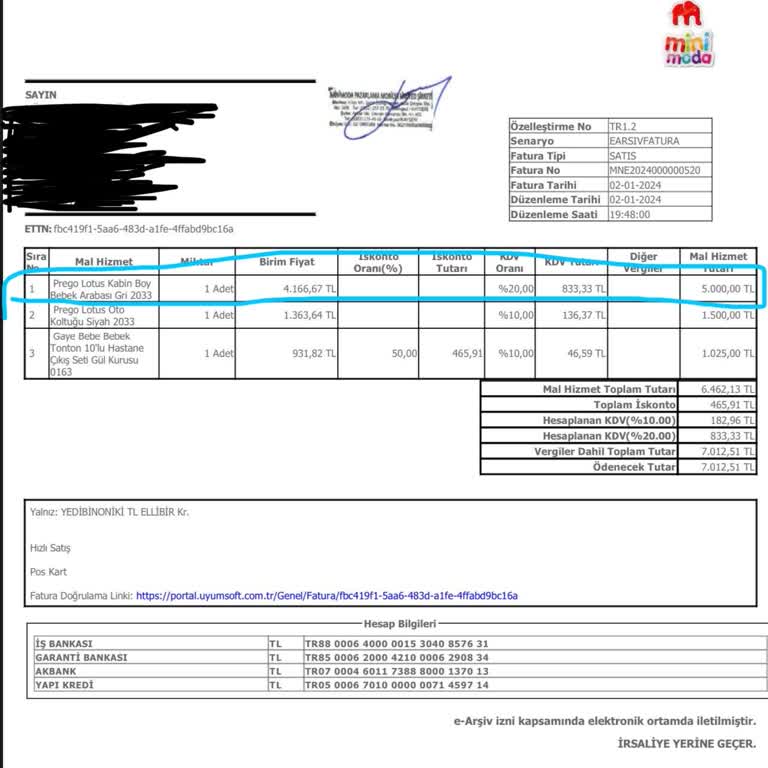 Minimoda Mağazası Hatalı Bebek Arabası