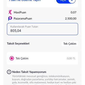 Pazarama Puan Kullanma Hatası