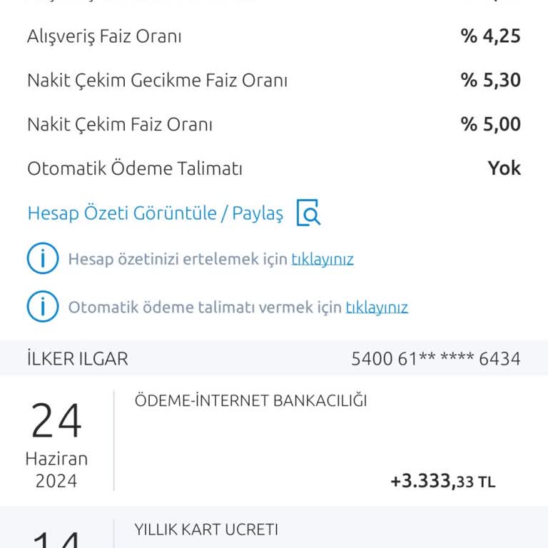 Yapı Kredi Bankası Aidat Başlığı Adı Altında Kredi Kartımdan Ücret Çekildi