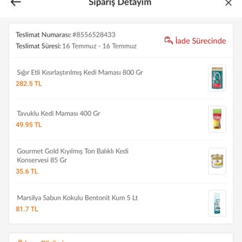 Trendyolmarket'ten Gelmeyen, Gelmiş Gözüken Siparişler.