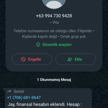 WhatsApp'a Yabancı Numaradan Mesaj