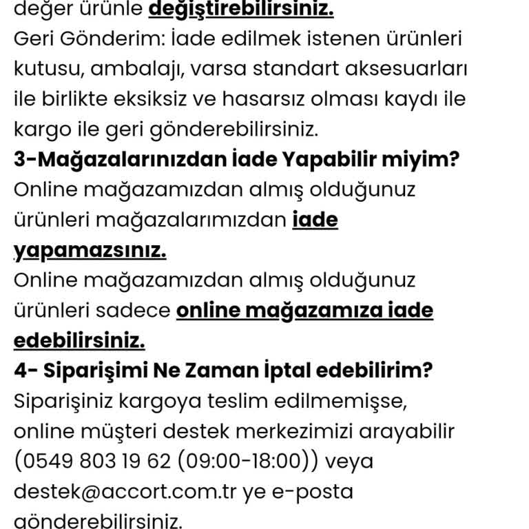 Accort Giyim Accort Mağaza Şikayet
