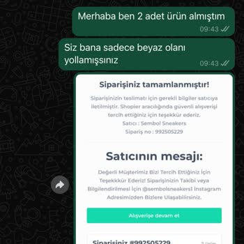 Sembol Sneakers Eksik Gönderilen Ürün Ve İletişim Sorunu