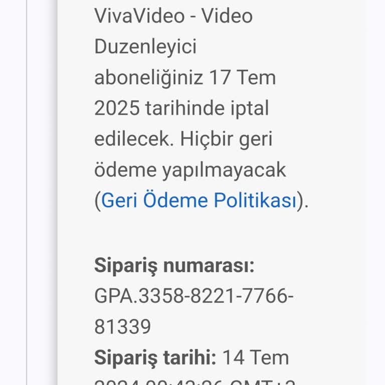 VivaVideo Haksız Alınan Ödemenin İadesi Talebi