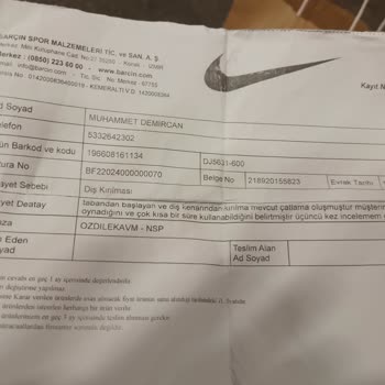 Barçın Spor Kramponda Üretici Hatası
