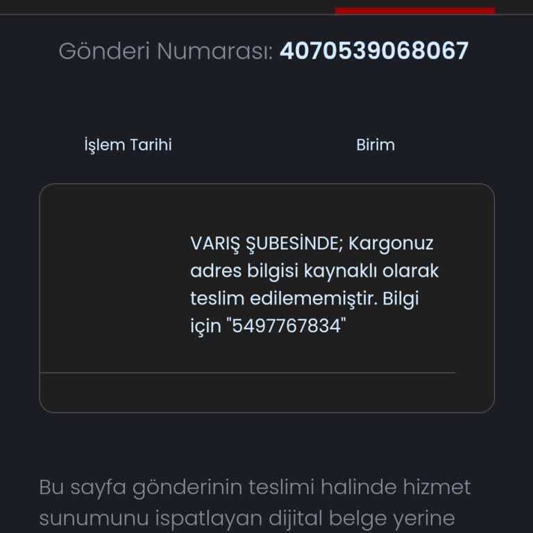 Aras Kargo Bilecik Şubesi Kargomu Teslim Etmiyor.
