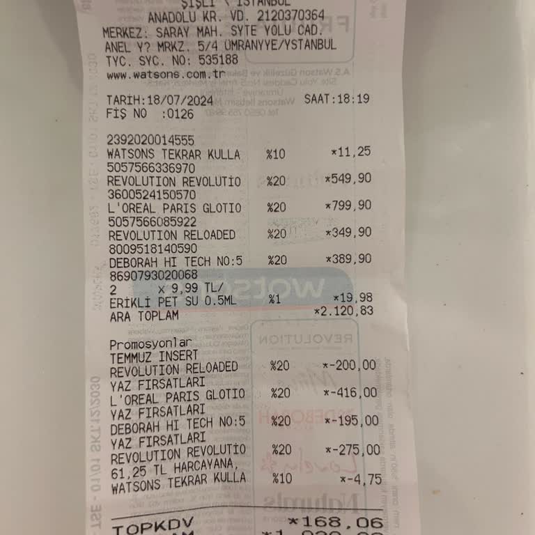 Watsons Tester Olmadan Satılan Ürünü İade Almıyor.