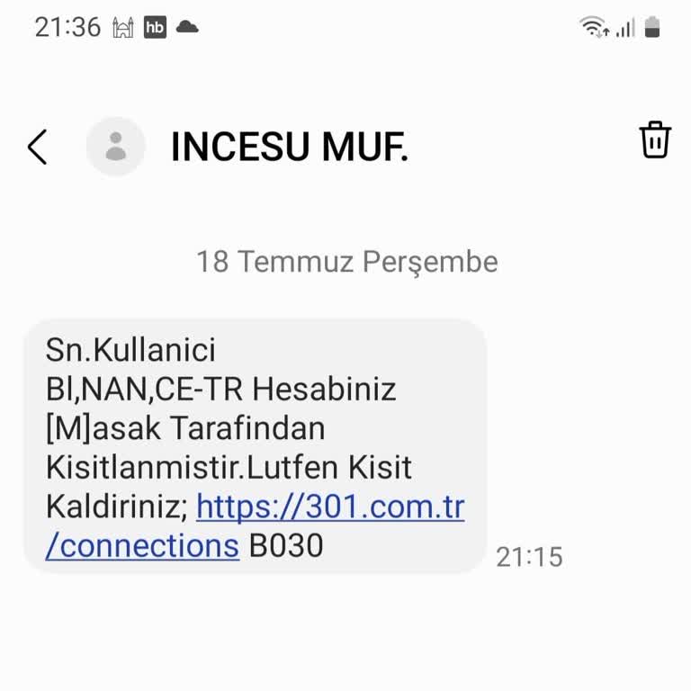 INCESU MUF (SMS) Hesap Kısıtlama