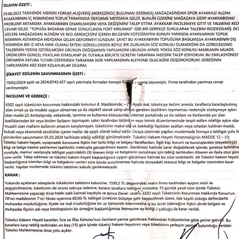 Derimod Tüketici Hakem Heyeti Misliyle Değişim Kararı