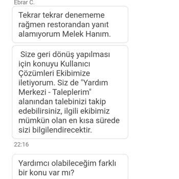 Yemek Sepeti Pişmanlıktır