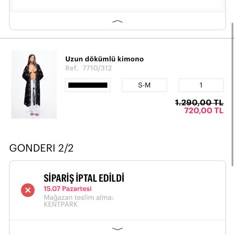 Pull And Bear İptal Edilen Sipariş