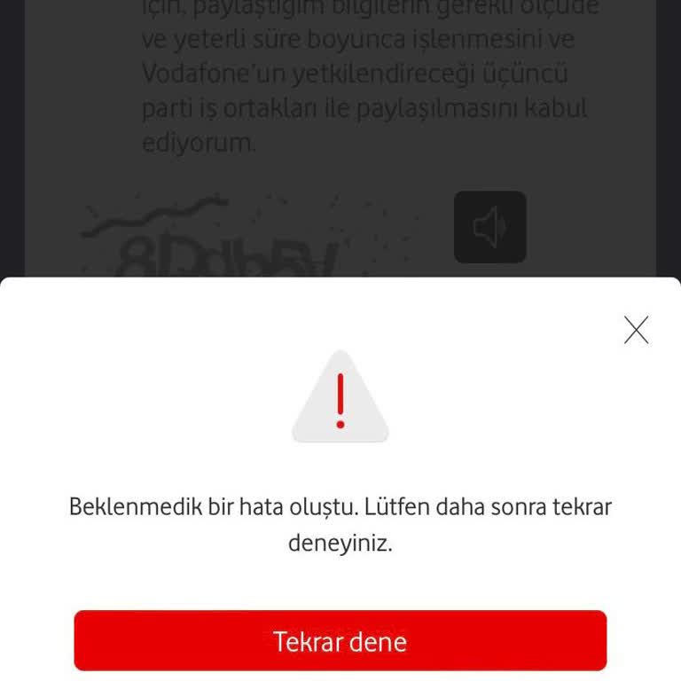 Vodafone FreeZone Kullanıcı Tanımlama ''Beklenmedik Hata Oluştu'' Hatası!