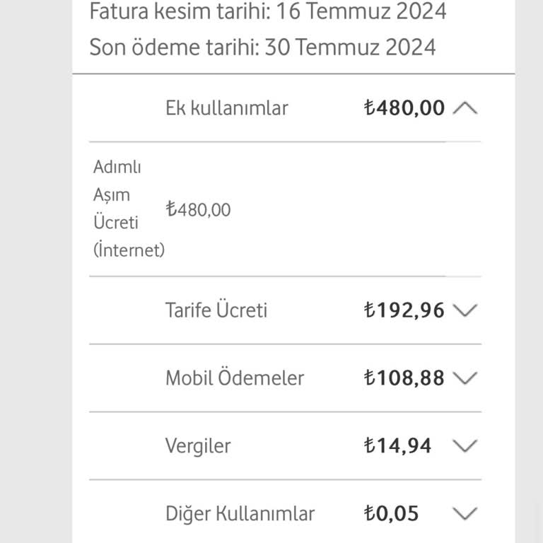 Vodafone Tarifeleri Ve Fatura Aşım Ücretleri Hakkında Şikayet