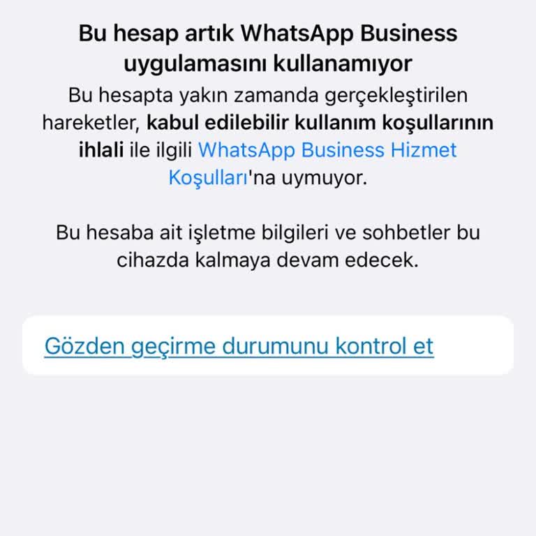 WhatsApp Business WhatsApp Hesabım Kapatıldı