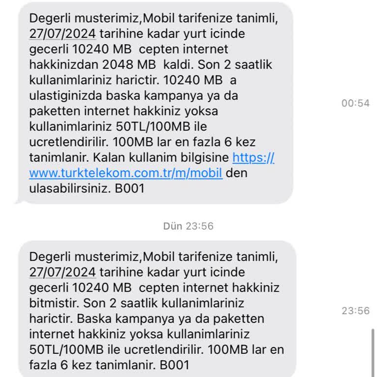 Türk Telekom Fahiş Ve Zorlayıcı İnternet Aşım Ücreti