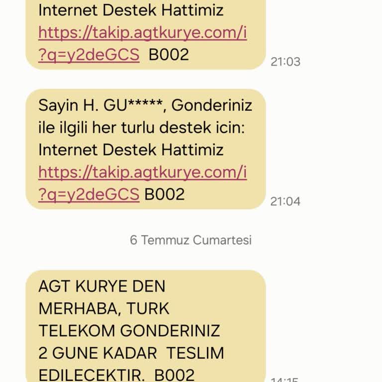 AGT Kurye (aynigunteslim.com) Türk Telekom Kargo Ve Hizmet Sorunları