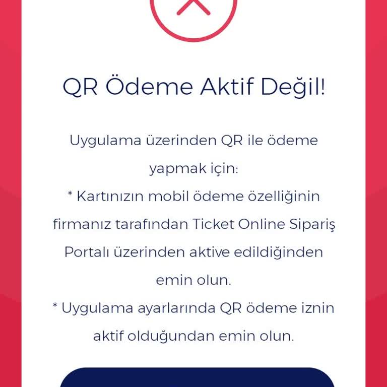 Ticket Restaurant Ticket QR Ödeme Hatası