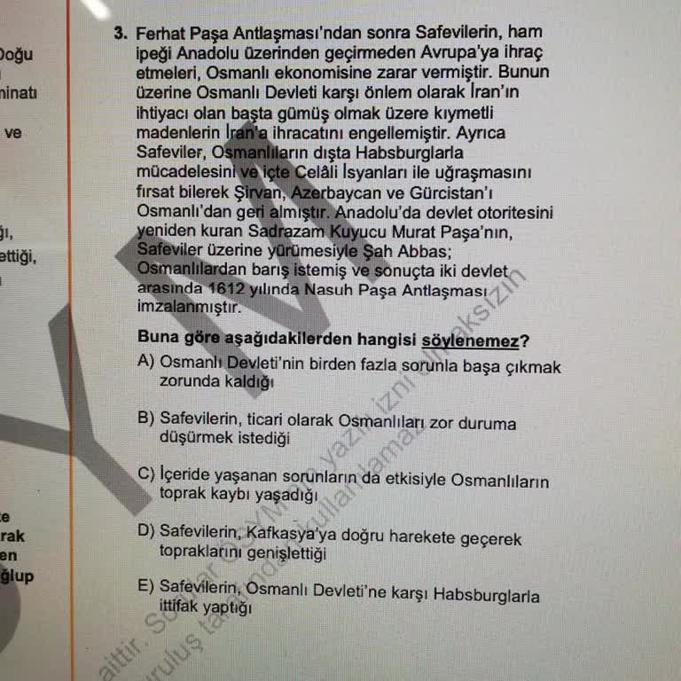 Ösym 2024 YKS Sınavı Yanlış Soru