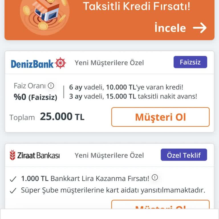 Denizbank Yeni Müşterisine Nakit Avans Vermiyor
