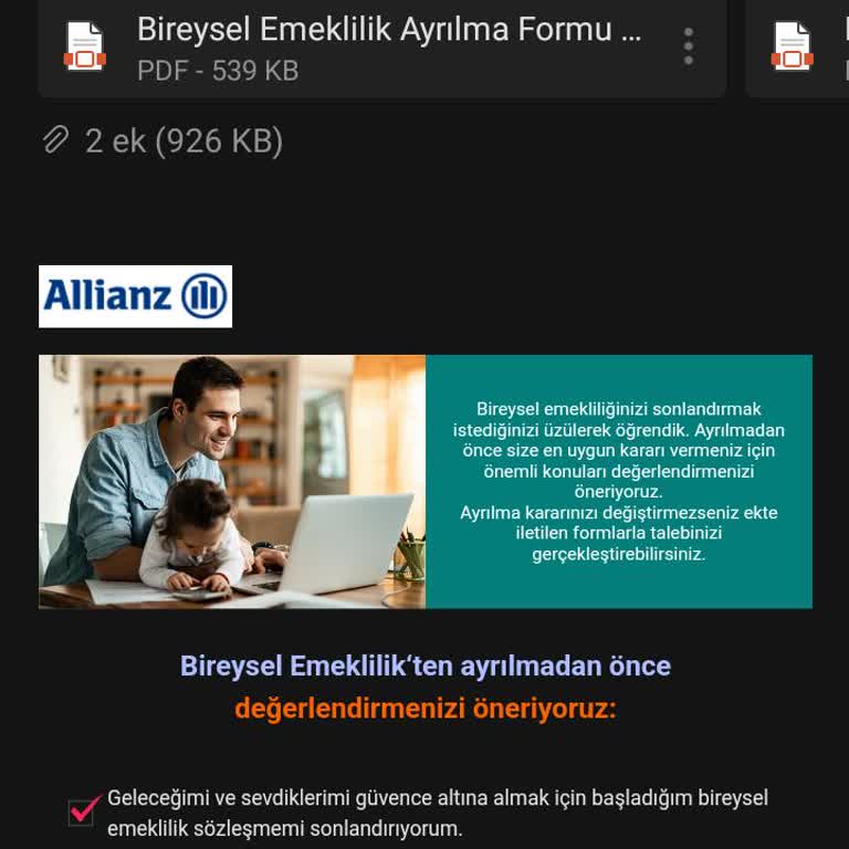 Allianz Hayat ve Emeklilik Allianz BES İptal Edildikten Sonra Paranın Yatırılmaması