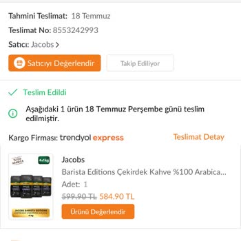 Trendyol Ve Jacobs Eksik Ürün