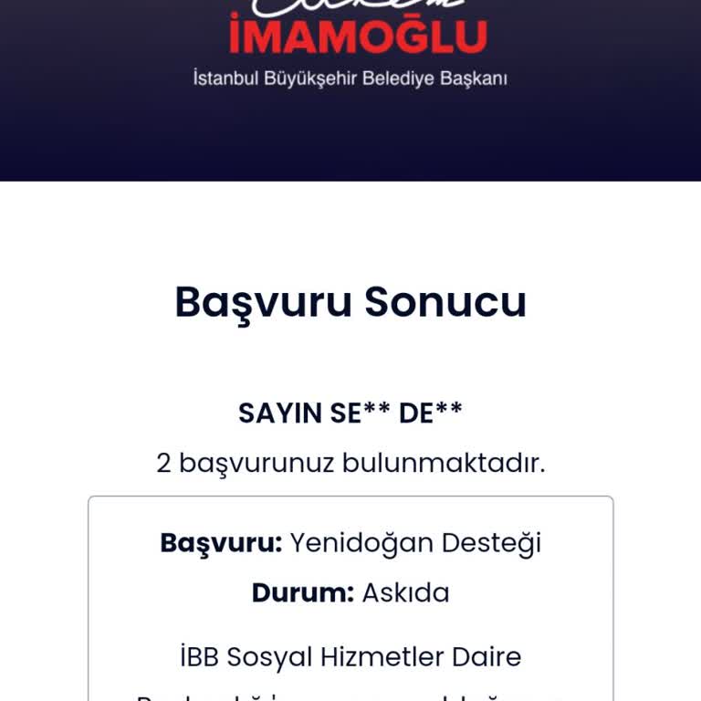 İBB'nin Düzenlediği Yenidoğan Destek Yardımım Kabul Edilmedi