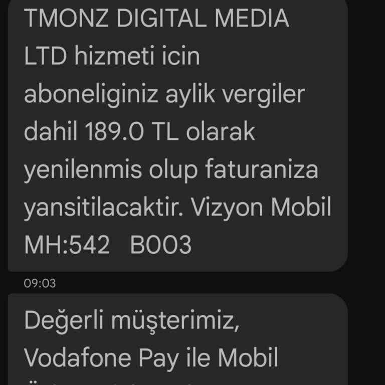 Vodafone Pay Tmonz Digital Media Ltd Abonelik İptali