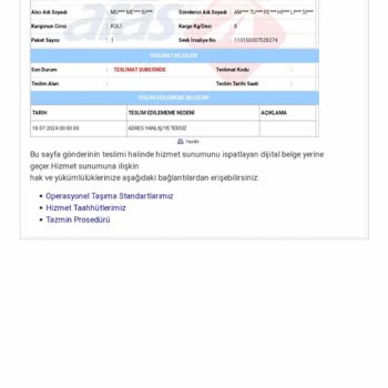 Aras Kargo Kasıtlı Olarak Ürün Getirmeme Ve Şubenin Yanlış Tutumu