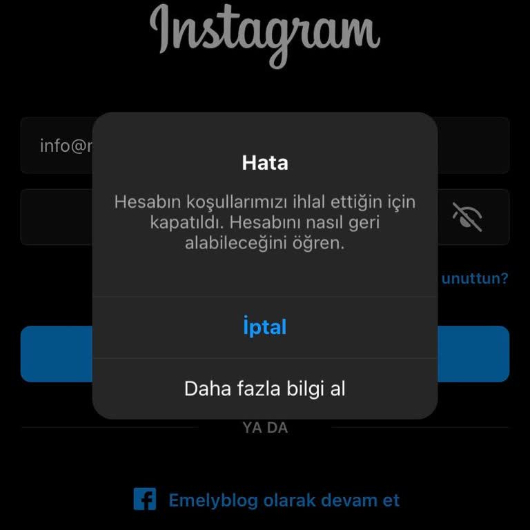 Instagram Hesabını Açtığım An Kaldırıldı