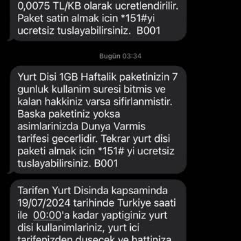 Türk Telekom Yurt Dışı Kullanım Ücreti