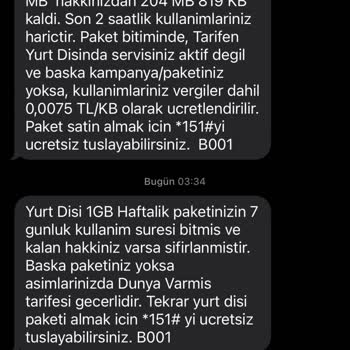 Türk Telekom Yurt Dışı Kullanım Ücreti