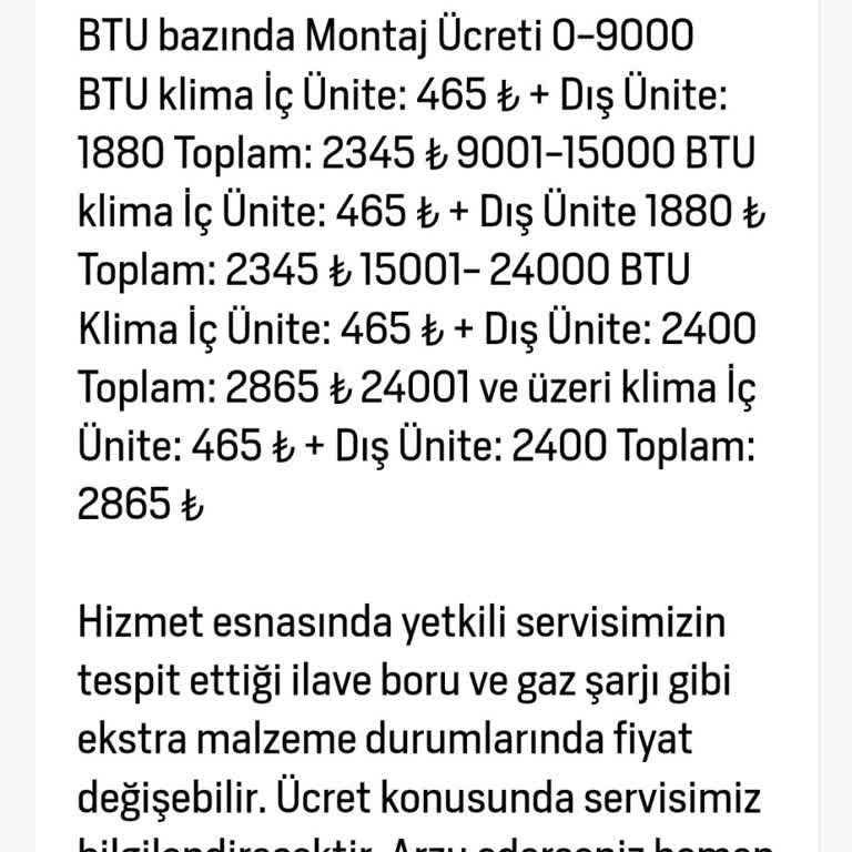Arçelik Klima Montajında Fazladan İstenen Ücret