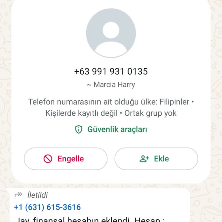 WhatsApp Jay Finansal Hesabınız Eklendi Mesajı