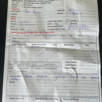 Schafer Teknik Servis Ürünü Bakmadan Geri Yollamış