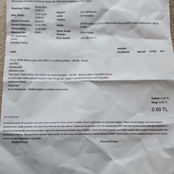 Anker Servis Kullanıcı Hatalı Deyip İşlem Yamadan Geri Gönderiyor.